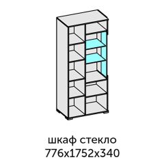 Аллегро-10 Шкаф 2дв. (со стеклом) (дуб крафт золотой-камень темный) в Кунгуре - kungur.mebel24.online | фото 2