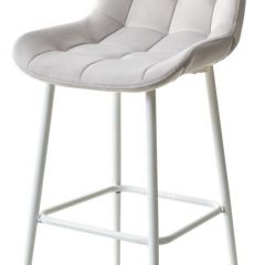 Барный стул ХОФМАН, цвет H-09 Светло-серый, велюр / белый каркас М-City в Кунгуре - kungur.mebel24.online | фото 1