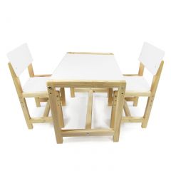 Детский растущий комплект стол и два стула  Я САМ "Лофт" (Белый, Сосна) в Кунгуре - kungur.mebel24.online | фото