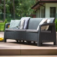 Диван пластиковый Корфу Макс (Corfu love seat max) графит в Кунгуре - kungur.mebel24.online | фото 3