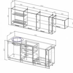 Кухонный гарнитур Антрацит 2550 (Стол. 26мм) в Кунгуре - kungur.mebel24.online | фото 2