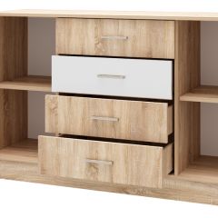 БЕАТРИС Комод К1400 (Дуб Сонома/Белый глянец) в Кунгуре - kungur.mebel24.online | фото 2