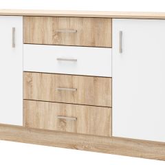 БЕАТРИС Комод К1400 (Дуб Сонома/Белый глянец) в Кунгуре - kungur.mebel24.online | фото