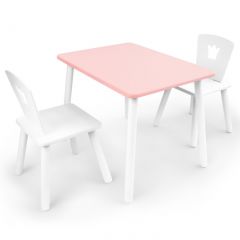 Комплект детской мебели стол и два стула Корона  (Розовый/Белый/Белый) в Кунгуре - kungur.mebel24.online | фото