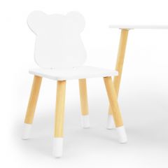 Комплект детской мебели стол и два стула Мишутка (Белый/Белый/Береза) в Кунгуре - kungur.mebel24.online | фото
