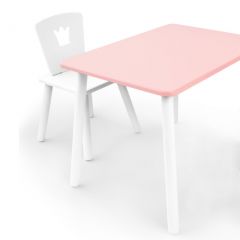 Комплект детской мебели стол и стул Корона (Розовый/Белый/Белый) в Кунгуре - kungur.mebel24.online | фото 1