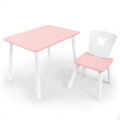Комплект детской мебели стол и стул Корона (Розовый/Розовый/Белый) в Кунгуре - kungur.mebel24.online | фото 1