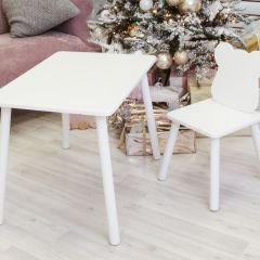 Комплект детской мебели стол и стул Мишутка (Белый/Белый/Белый) в Кунгуре - kungur.mebel24.online | фото