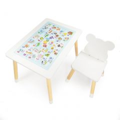 Комплект детской мебели стол и стул Мишутка с накладкой Алфавит (Белый/Белый/Береза) в Кунгуре - kungur.mebel24.online | фото 2
