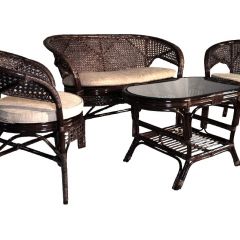 Комплект Пеланги 02/15 с 2-х местным диваном и овальным столом (Темно-коричневый) в Кунгуре - kungur.mebel24.online | фото