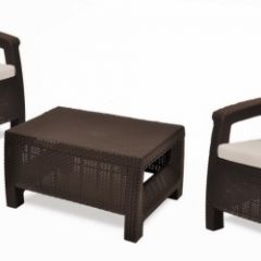 Комплект мебели Корфу Уикенд (Corfu Weekend) коричневый - серо-бежевый * в Кунгуре - kungur.mebel24.online | фото 1