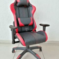 Кресло геймерское Barneo K-52 (черная экокожа красные вставки) в Кунгуре - kungur.mebel24.online | фото