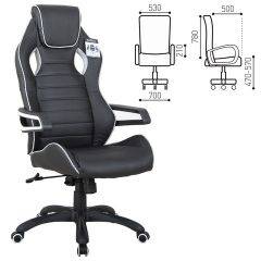 Кресло компьютерное BRABIX Techno Pro GM-003 (экокожа черное/серое, вставки серые) 531814 в Кунгуре - kungur.mebel24.online | фото 1