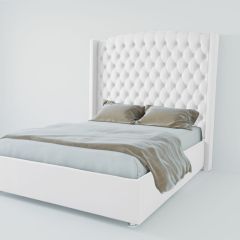 Кровать Берлин ЛЮКС с ПМ 800 (экокожа белая) в Кунгуре - kungur.mebel24.online | фото