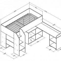 Кровать-чердак "Теремок-2" Дуб молочный в Кунгуре - kungur.mebel24.online | фото 3