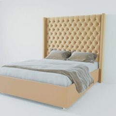 Кровать Версаль ЛЮКС с ПМ 1400 (экокожа бежевая) в Кунгуре - kungur.mebel24.online | фото
