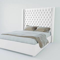Кровать Версаль ЛЮКС с ПМ 2000 (экокожа белая) в Кунгуре - kungur.mebel24.online | фото