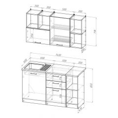 Кухонный гарнитур Ольга медиум 3 1400 мм в Кунгуре - kungur.mebel24.online | фото 2