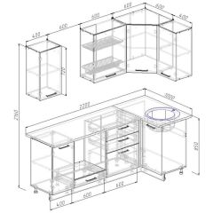 Кухонный гарнитур угловой Бланка 2200х1000 (Стол. 26мм) в Кунгуре - kungur.mebel24.online | фото 3