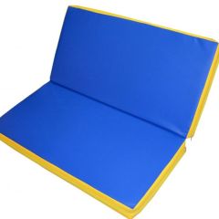 Мат гимнастический 1х1х0,08м складной цв. синий-желтый в Кунгуре - kungur.mebel24.online | фото 1