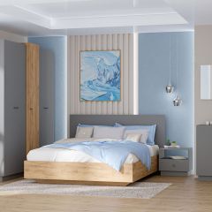 Модульная спальня Квадро (ЛДСП дуб крафт золотой) в Кунгуре - kungur.mebel24.online | фото
