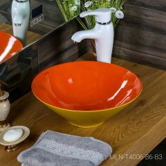Накладная раковина melana mln-t4006-b6+b3 (желто-красная) в Кунгуре - kungur.mebel24.online | фото