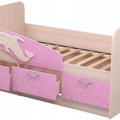 Кровать Дельфин 1,6 (Дуб молочный/фасад - Ламарти розовый) в Кунгуре - kungur.mebel24.online | фото