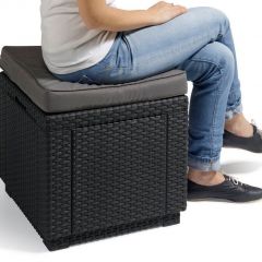 Пуфик Куб с подушкой (Cube with cushion) коричневый - серо-бежевый* в Кунгуре - kungur.mebel24.online | фото 2