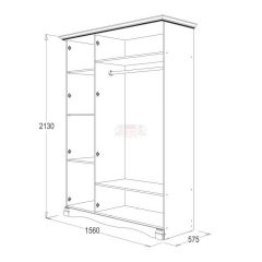 Шкаф 3-х дверный Ольга-1Н для одежды и белья в Кунгуре - kungur.mebel24.online | фото 2