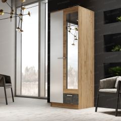 Шкаф Адель 800 с полками (дуб вотан/белый глянец) в Кунгуре - kungur.mebel24.online | фото