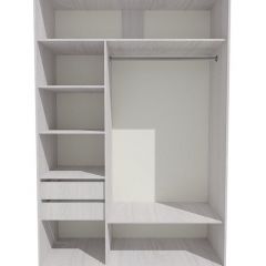 Шкаф-купе 1300 серии SILVER S1+S1+B2+PL2 (2 ящика+1 штанга+1 полка) профиль «Серебро» в Кунгуре - kungur.mebel24.online | фото 2