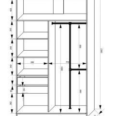 Шкаф-купе 1400 серии SOFT D8+D2+B2+PL4 (2 ящика+F обр.штанга) профиль «Графит» в Кунгуре - kungur.mebel24.online | фото 3