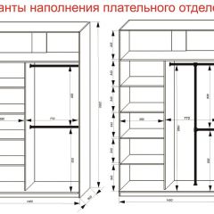 Шкаф-купе 1400 серии SOFT D8+D2+B2+PL4 (2 ящика+F обр.штанга) профиль «Графит» в Кунгуре - kungur.mebel24.online | фото 7