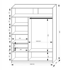 Шкаф-купе 1500 серии NEW CLASSIC K2+K2+B2+PL2(2 ящика+1 штанга+1 полка) профиль «Капучино» в Кунгуре - kungur.mebel24.online | фото 3