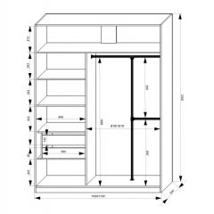 Шкаф-купе 1500 серии NEW CLASSIC K4+K4+B2+PL4 (2 ящика+F обр. штанга) профиль «Капучино» в Кунгуре - kungur.mebel24.online | фото 3