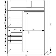 Шкаф-купе 1600 серии SOFT D1+D3+B2+PL1 (2 ящика+1штанга) профиль «Графит» в Кунгуре - kungur.mebel24.online | фото 4