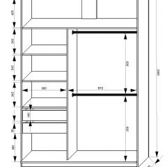 Шкаф-купе 1600 серии SOFT D8+D2+B2+PL4 (2 ящика+F обр.штанга) профиль «Графит» в Кунгуре - kungur.mebel24.online | фото 2