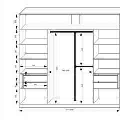 Шкаф-купе 2150 серии NEW CLASSIC K4+K4+K4+B22+PL4(по 2 ящика лев/прав+F обр.штанга) профиль «Капучино» в Кунгуре - kungur.mebel24.online | фото 3