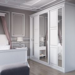 Шкаф-купе 2150 серии NEW CLASSIC K6Z+K1+K6+B22+PL2(по 2 ящика лев/прав+1 штанга+1 полка) профиль «Капучино» в Кунгуре - kungur.mebel24.online | фото