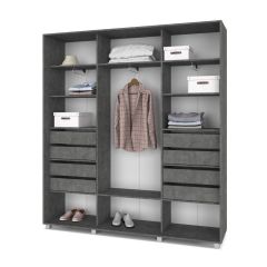 МАРТИН Шкаф-купе с зеркалом Камень темный (2200*450) М422 в Кунгуре - kungur.mebel24.online | фото 4