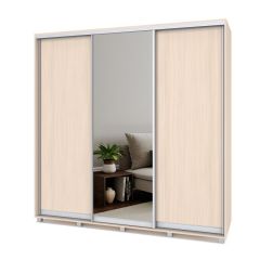 МАРТИН Шкаф-купе с зеркалом Млечный дуб (2200*450) М422 в Кунгуре - kungur.mebel24.online | фото