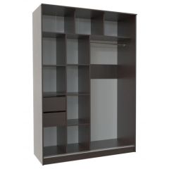 Шкаф-купе ПШ-2.9 1500 Фасад ВСТАВКА МДФ | СТЕКЛО (Венге/Стекло черное) в Кунгуре - kungur.mebel24.online | фото 2