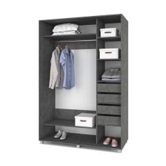 РОЛАНД Шкаф-купе зеркалом Камень темный (600*1500) Р652 в Кунгуре - kungur.mebel24.online | фото 4