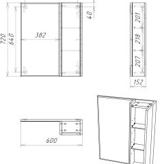 Шкаф-зеркало Uno 60 Дуб серый левый/правый Домино (DU1503HZ) в Кунгуре - kungur.mebel24.online | фото 14