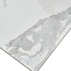 Стол CREMONA 140 HIGH GLOSS STATUARIO Белый мрамор глянцевый, керамика/ белый каркас, ®DISAUR в Кунгуре - kungur.mebel24.online | фото 5