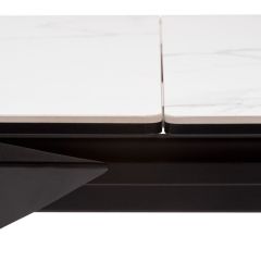 Стол CREMONA 140 HIGH GLOSS STATUARIO Белый мрамор глянцевый, керамика/ черный каркас, ®DISAUR в Кунгуре - kungur.mebel24.online | фото 6