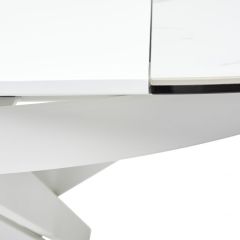 Стол TRENTO 120 HIGH GLOSS STATUARIO Белый мрамор глянцевый, керамика/ белый каркас, ®DISAUR в Кунгуре - kungur.mebel24.online | фото 9