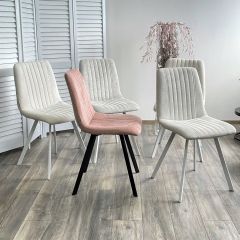 Стул ELVIS WZ2042-01 молочный фактурный велюр / белый каркас М-City в Кунгуре - kungur.mebel24.online | фото 2