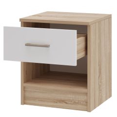 БЕАТРИС Тумба прикроватная (Дуб Сонома/Белый глянец) в Кунгуре - kungur.mebel24.online | фото 2