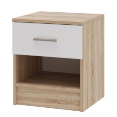 БЕАТРИС Тумба прикроватная (Дуб Сонома/Белый глянец) в Кунгуре - kungur.mebel24.online | фото